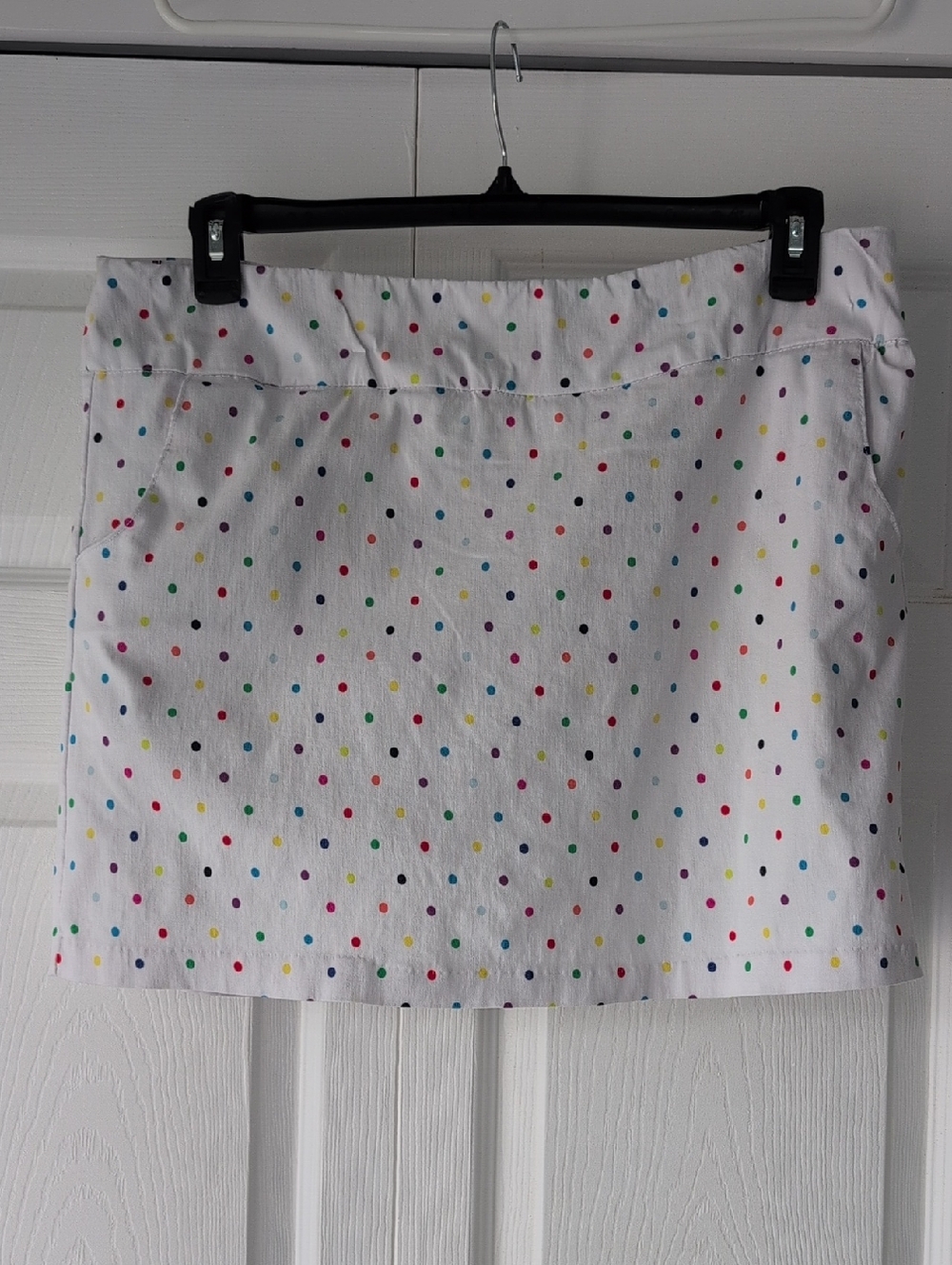 Zac & Rachel White Mini Skirt Skort  with Multicolor Polka Dots
